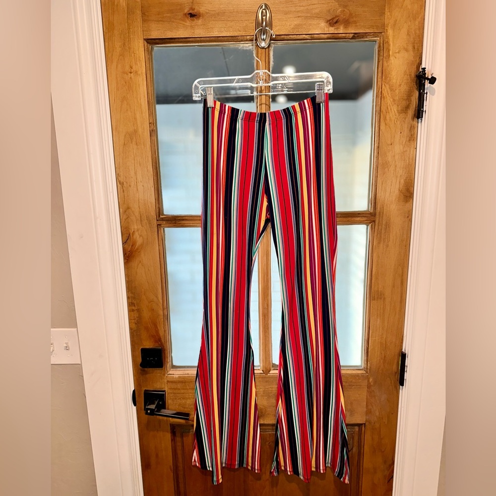 Small stripe spandex bellbottoms